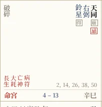 命宮這一格的特寫